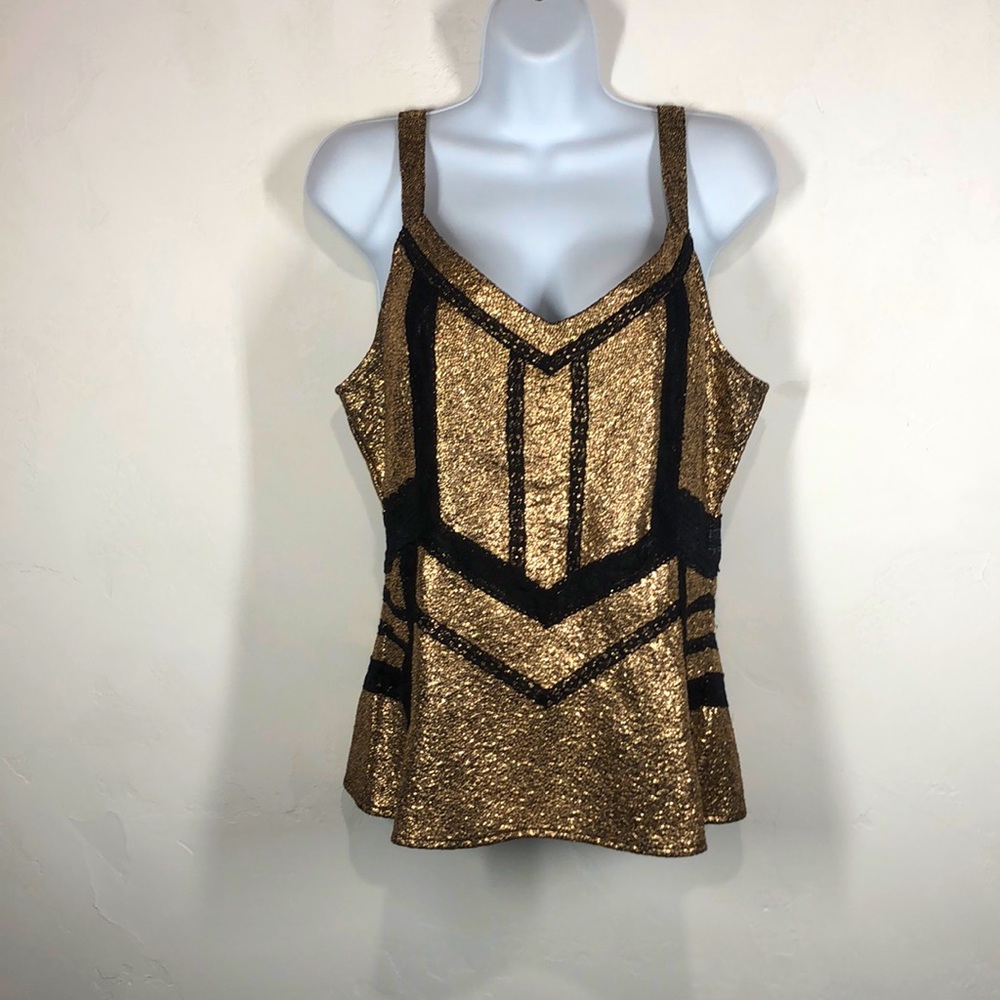 BKE gold and lace black tank size large